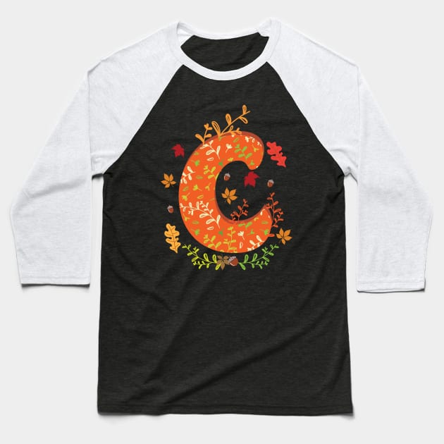 C Autumn Monogram Baseball T-Shirt by emma17